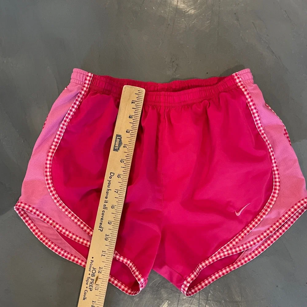 Nike Dri-FIT Womens XS Pink Gingham Trim Tempo Running Athletic Shorts 3